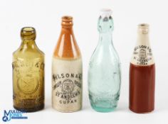 Collection of Wilson & Co St Andrews and Cupar Stoneware and Glass Ginger Beer Bottles (4) 2x