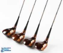 MacGregor Tourney 'Eye-O-Matic' Persimmon Woods (4) features 1, 2, 3 and 4 woods, all stamped M75W