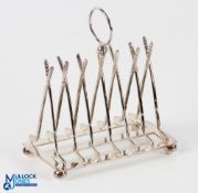 Silver Plated Golf Club Design Toast Rake 6 slice size toast rack with each section of crossed