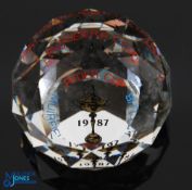 Scarce Swarovski Crystal Glass 1987 Ryder Cup Paperweight - multifaceted crystal sphere produced for