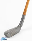 Mills alloy mallet head BN Model bent neck putter showing the acorn cleek mark to the sole, together