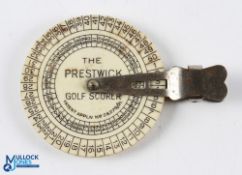 Scarce The Prestwick Golf Scorer c1921 - pocket size comprising an alloy and ivorine disc