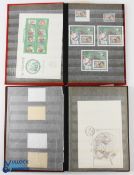 2 Stamp Folders of Golf Themed Stamps, Fist Day Covers, a collection of mint and used stamps, with