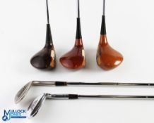Various Golf Woods and Irons (5) to incl Harry Busson Walton Heath 1 wood, Cleveland Classic USA