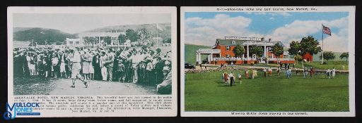 2x Bobby Jones Golfing Postcards c1930 - one of Shenvalee Hotel and Golf Course - inscribed 'Showing