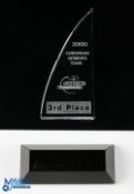 2000 Abu Dhabi European Seniors Tour Golf Championship Crystal Glass 3rd Place Trophy - mounted on