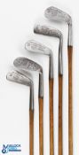 4x Matching Robert Forgan St Andrews Gold medal stainless irons Nos 2, 3, 4 and 7 together with a