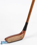 Rare Philpot, Mitcham Patent fruitwood mallet socket head putter with sloping crown and composite