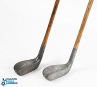 2x Alloy Mallet head putters - Marling and Smith Aberdeen medium lie showing the Gibson star mark to