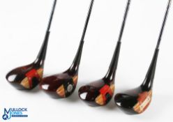 4x Various Persimmon Woods to incl MacGregor Tourney Eye-O-Matic-60 1 wood with RT2W to sole, a