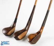 3x Interesting Period woods to incl 2x scare necks both fitted with full length wrap over brass