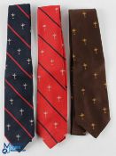 3x Official Ryder Cup Matches GB & I Team Ties to incl 1977 (Brown) and 2x 1979 (a Red with blue