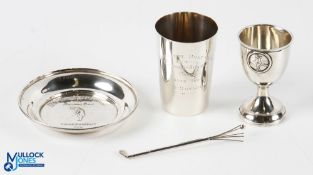 Group of 4 Silver Golfing Related Items - including Daily Telegraph Lady Golfers Tournament dish