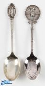 2x Ladies Embossed Golfing Teaspoons - one engraved to the stem 