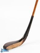 J Allan of Prestwick c1870 early longnose dark stained fruitwood putter with very slim horn