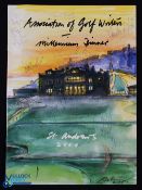 2000 Millennium Open Golf Championship Signed Association of Golf Writers Dinner Menu - held at St