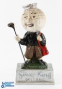 Rare Original Silver King Papier Mache Advertising Golf Ball Figure - on original rectangular base