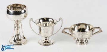 Group of 3 Hallmarked Silver Golf Trophies - one inscribed UD Golf Challenge Cup 1922 J. P.