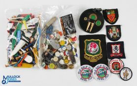 Collection of Golf Ball Markers Divot Tools Golf Tees, Cloth Golf Badges Patches - with metal,