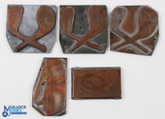 Golf Club Golf Ball Copper Printing Block Plates, 5 assorted plates, size #8cmx 8cm