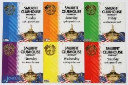 2006 Ryder Cup The K Club Dublin Collection of Official Hospitality Laminated Tickets (6) from