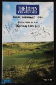 1998 Royal Birkdale Open Golf Championship Signed Order of Play - signed to the cover by 5x Open and