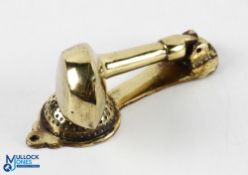 Vintage Brass Golf Club and Dimple Golf Ball Door Knocker - with hinged socket head golf club - face