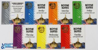 2006 Ryder Cup The K Club Dublin Collection of Official Laminated Tickets (7) with access to The