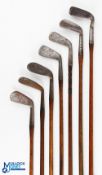 7x Assorted irons - to incl' Gibson of Kinghorn mashie cleek smf, Forgan Gold medal niblick, Tom