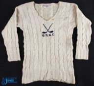 Scarce 1930s Oxford University Golf Club White Long Sleeve Woollen Pullover - owned and worn by J