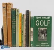 Golf Instruction and Golf books, with titles of - 1962 Henry Cotton Says 1949, 2nd impression with