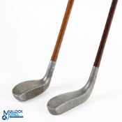 2x Interesting Mallet head putters including a 'Huntley' round sole wide thumb groove none grip