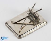 Hallmarked Silver Novelty Desk Tidy / Letter Clip hallmarked Chester with worn date letter by Grey &