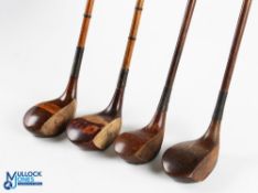 4x Assorted Socket neck woods to incl large head stripe top driver stamped Jack White Sunningdale, A