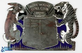 1930s Mote Mount Golf Club Enamel Brass Honours Board/Plaque, an impressive, engraved plaque of