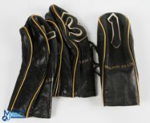 Collection of Walton Heath Golf Club Head Covers (3) black and gilt head covers for 1, 3 and one