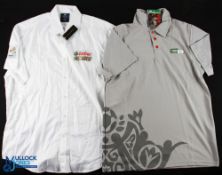 2012 Motor Sport Castrol Oil Sponsor Dubai Staff Shirts, 2 unused shirts with sponsor logos, a Hawes
