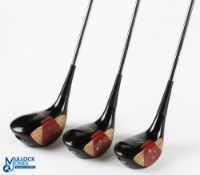 Ben Hogan 'American Durabloc' Speed Slot persimmon woods (3) to incl 1, 3 and 4 marked 71202 to sole