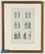 H M Bateman Hand coloured Golf Print - Golf Golfiers & Golfiest, size #44cm x 54cm