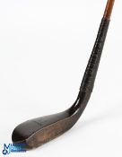 R Forgan St Andrews c1860 POWF beechwood longnose play club with slim horn insert and sharp rear