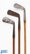 3x Harry Vardon Irons - Special Driving Iron stamped V/7 c/w good Harry Vardon signature shaft stamp