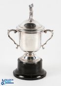 1993 Royal Jersey Players Championship Winners Trophy - silver plated c/w removable lid mounted with