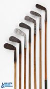 7x Assorted irons - to incl' Halley cross sword mashie niblick, Robert Forgan St Andrews deep