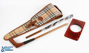 Burberrys of London Travel Golf putting aid - features a hickory putter with Burberry markings to