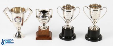 Group of 4 Hallmarked Silver Golf Trophies - one of Art Deco design inscribed HGC 1933 Mrs Ivor &