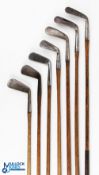 Selection of smooth faced irons and putter (7) - makers include Simpson of Carnoustie mid-iron,