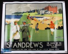 St Andrews 1930/40s famous LNER railway advertisement poster golf print - from the original painting