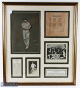 1902 Australia v England R A Duff 6 Aperture display, to include a period postcard, team