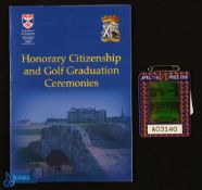 1994 US Masters Attendance Badges, this was won by Jose Maria Olazabal comes with a signed St