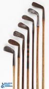 6x Assorted irons - to incl' Arnaud Massey Sammy by W Gibson, deep faced mashie, Henley and Bishop